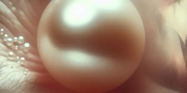 Close-up of a woman's left nipple, surrounded by soft lighting and abstract, romantic elements, evoking sensuality and intimacy.